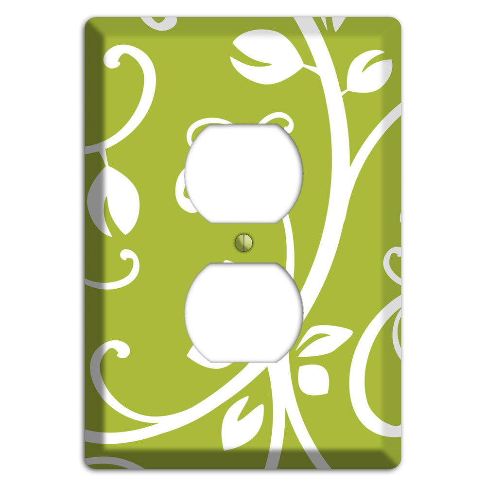 Green Bud Sprig Duplex Outlet Wallplate