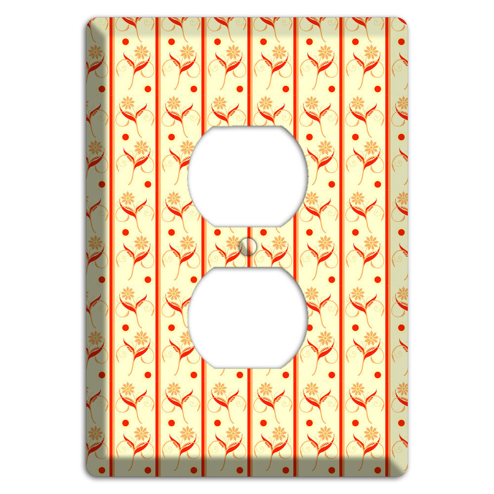 Yellow Floral Pattern Duplex Outlet Wallplate