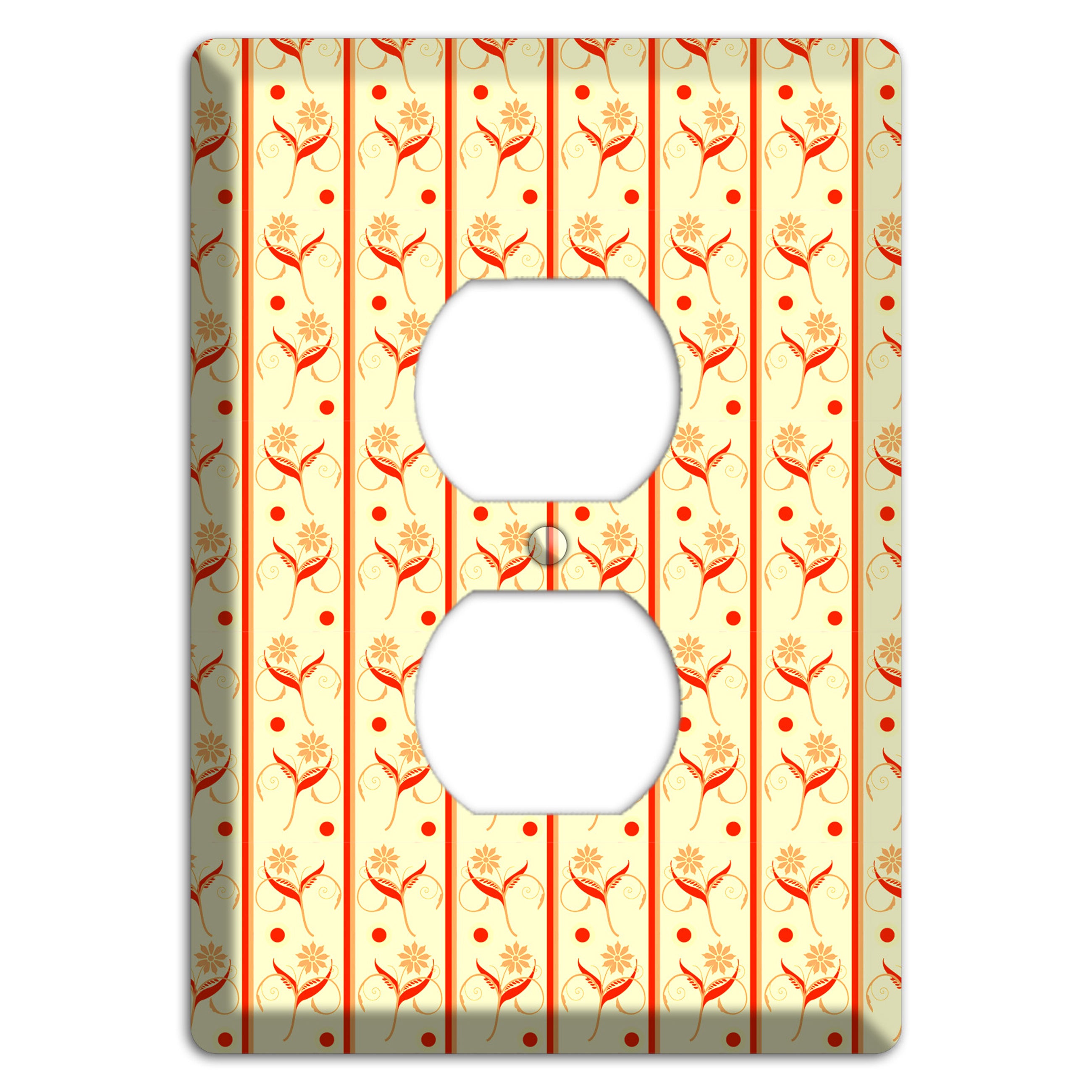 Yellow Floral Pattern Duplex Outlet Wallplate