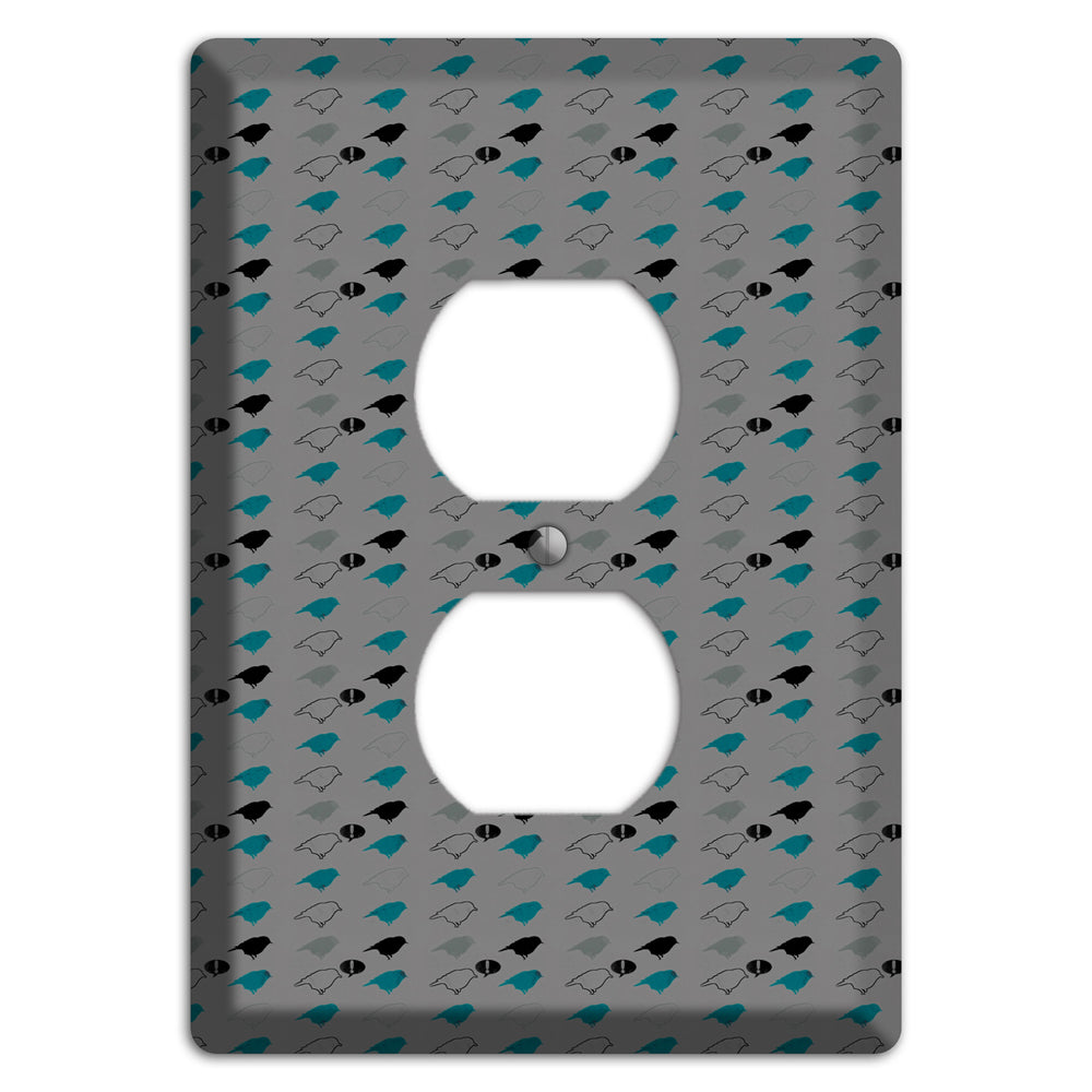 Grey with Small Green Birds 3 Duplex Outlet Wallplate