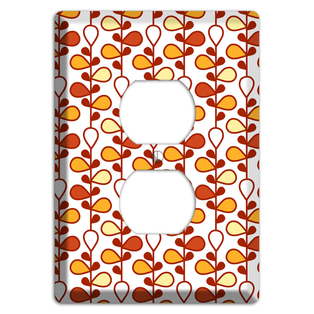 White with Red and Orange Drop and Vine Duplex Outlet Wallplate