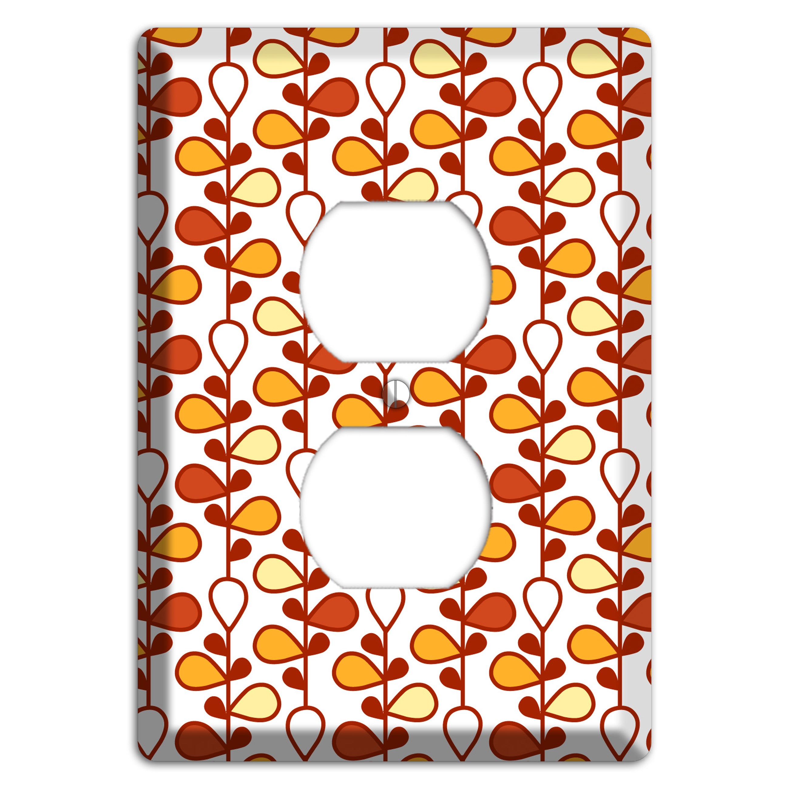 White with Red and Orange Drop and Vine Duplex Outlet Wallplate
