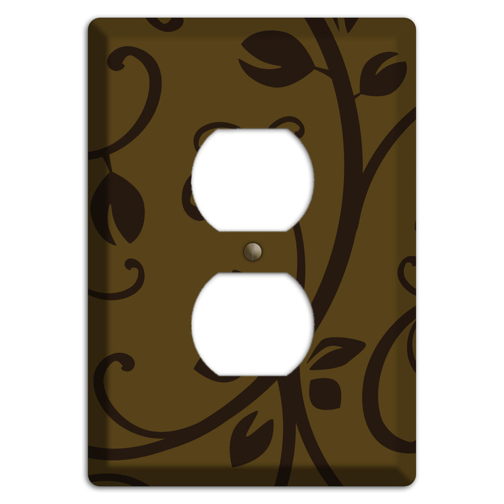 Brown Bud Sprig Duplex Outlet Wallplate