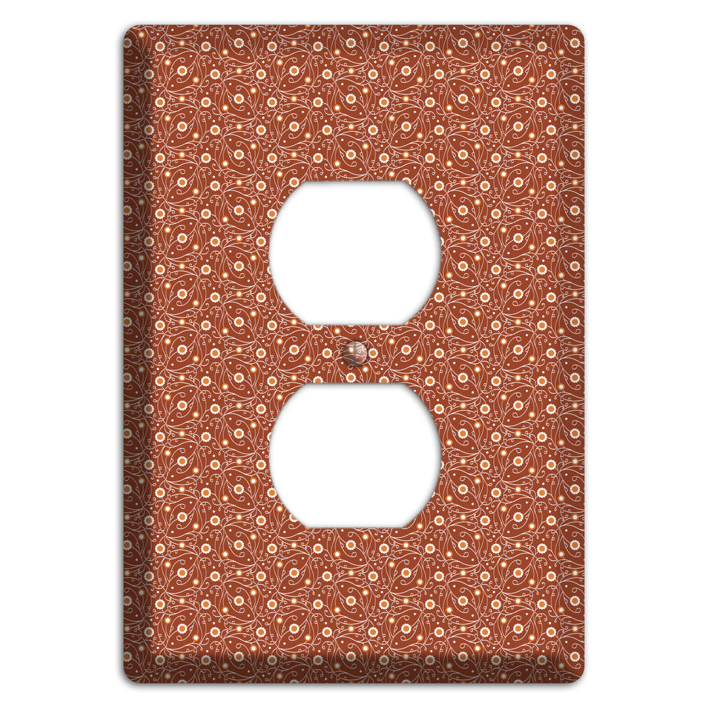 Tiny Brown Vine Floral Duplex Outlet Wallplate
