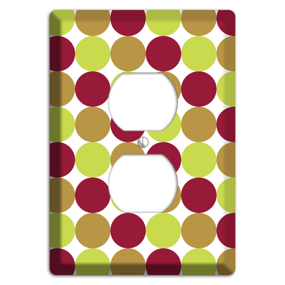 Lime Brown Maroon Tiled Dots Duplex Outlet Wallplate