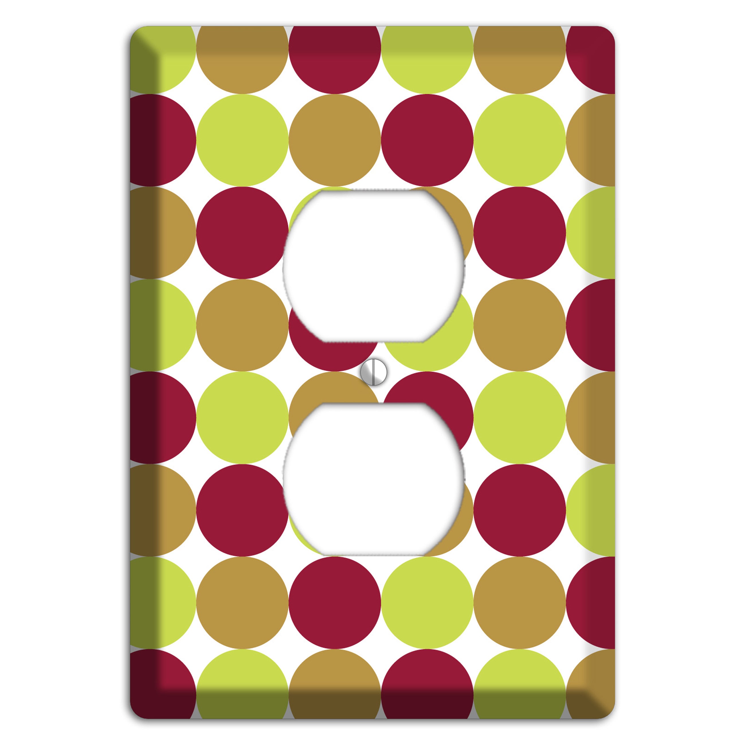 Lime Brown Maroon Tiled Dots Duplex Outlet Wallplate