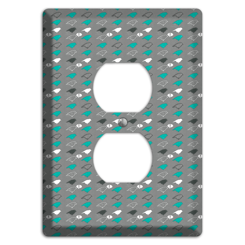Grey with Small Green Birds Duplex Outlet Wallplate