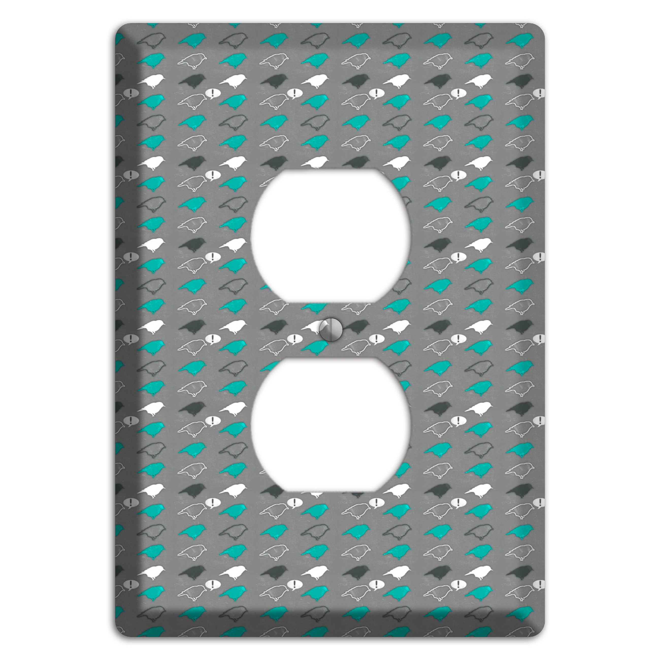 Grey with Small Green Birds Duplex Outlet Wallplate