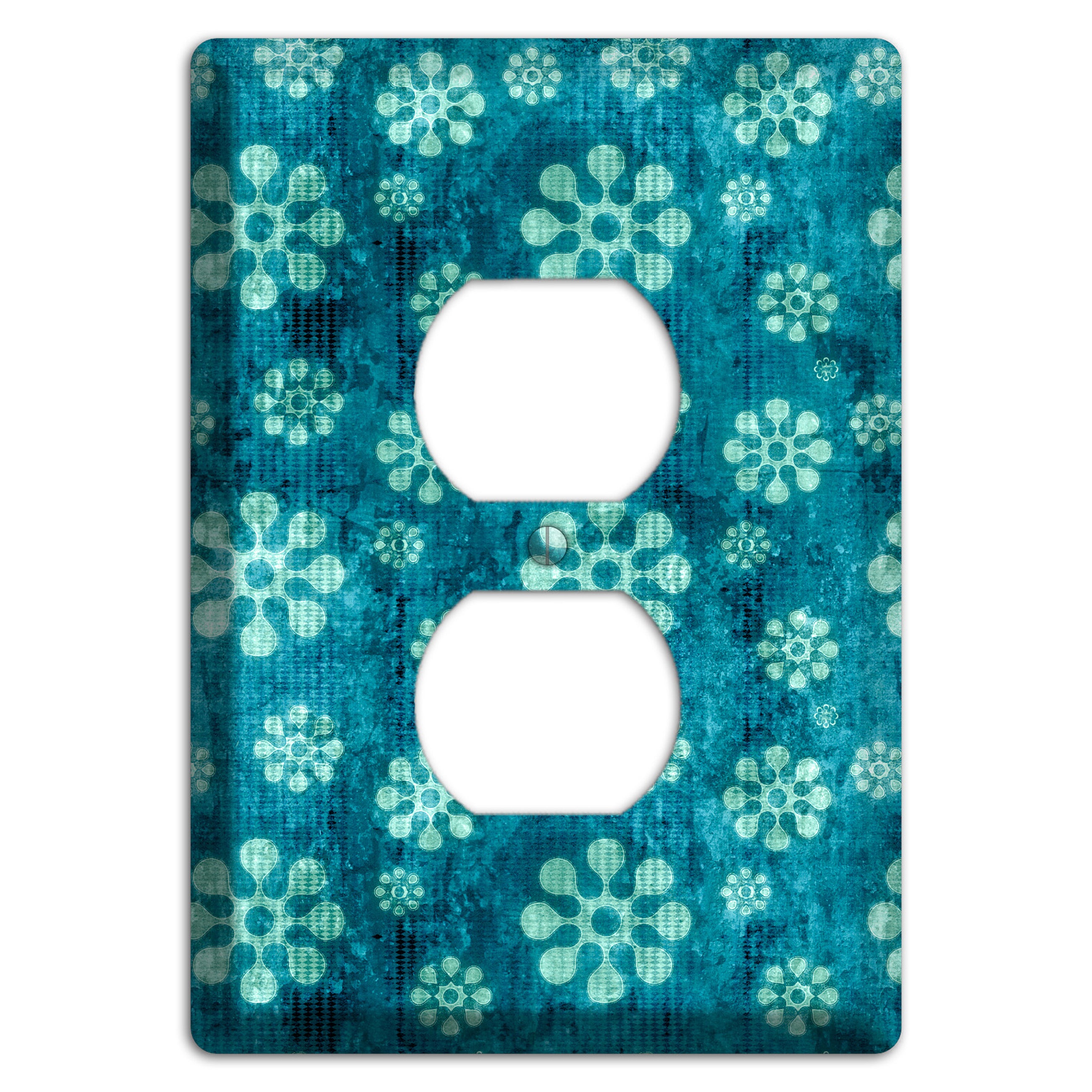 Turquoise Grunge Floral Duplex Outlet Wallplate