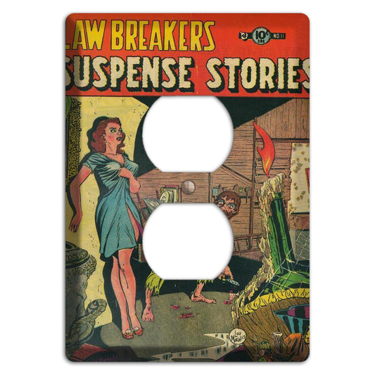 Susoense Stories Vintage Comics Duplex Outlet Wallplate