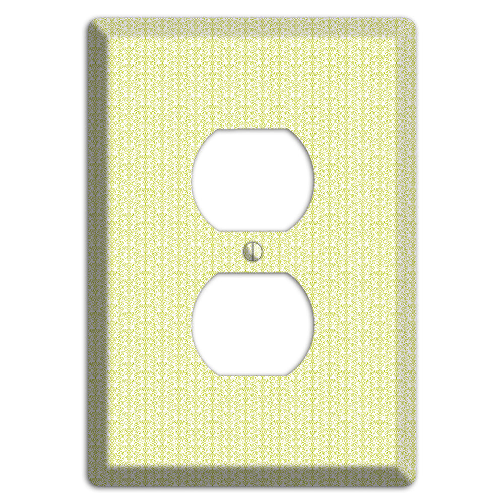 Olive Tiny Toile Half Drop Duplex Outlet Wallplate