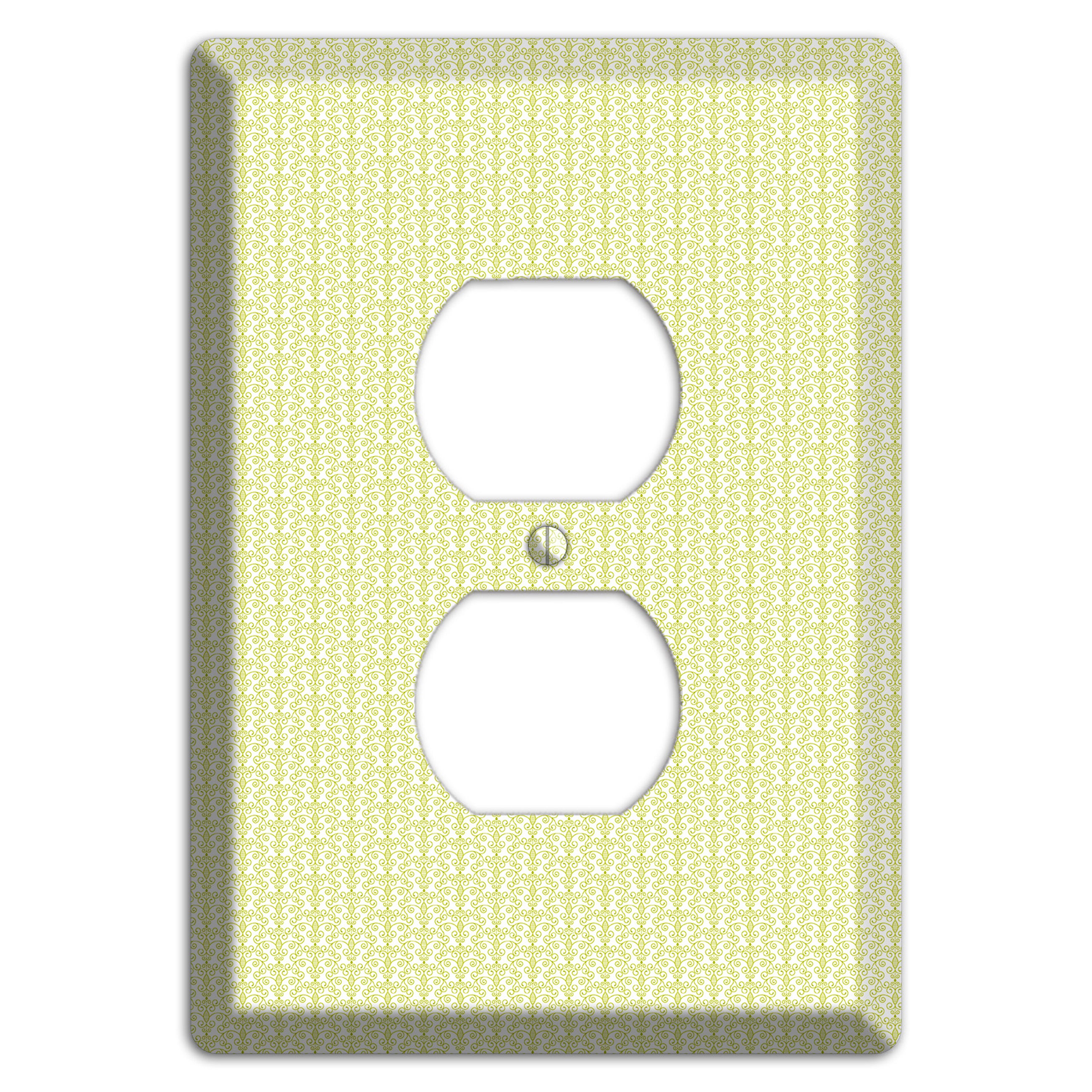 Olive Tiny Toile Half Drop Duplex Outlet Wallplate