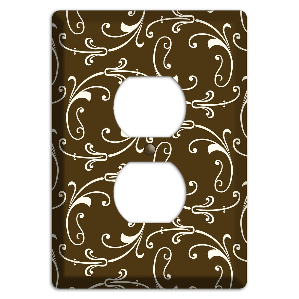 Brown Victorian Sprig Duplex Outlet Wallplate