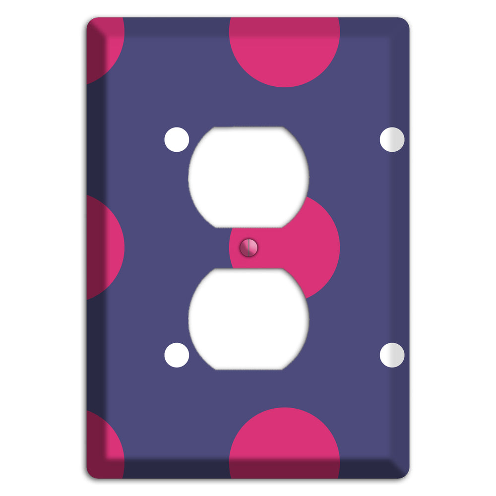 Purple with Purple and White Multi Tiled Medium Dots Duplex Outlet Wallplate