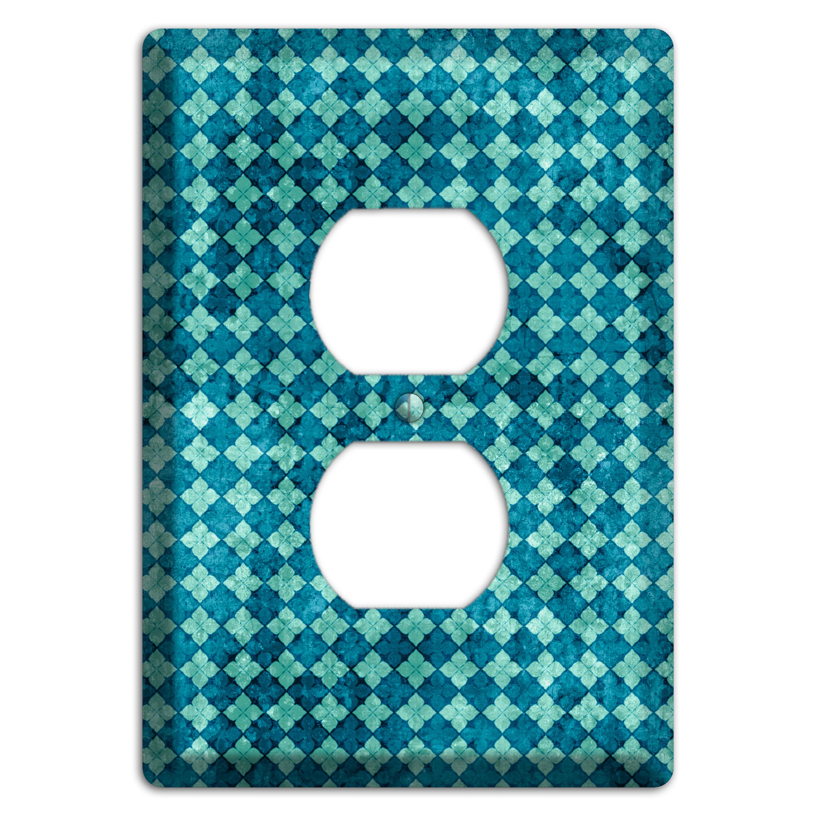 Turquoise Grunge Diamond 2 Duplex Outlet Wallplate