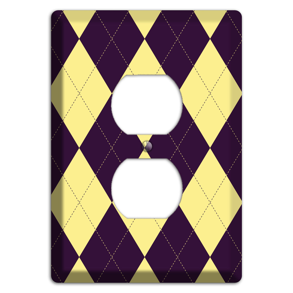 Yellow and Black Argyle Duplex Outlet Wallplate