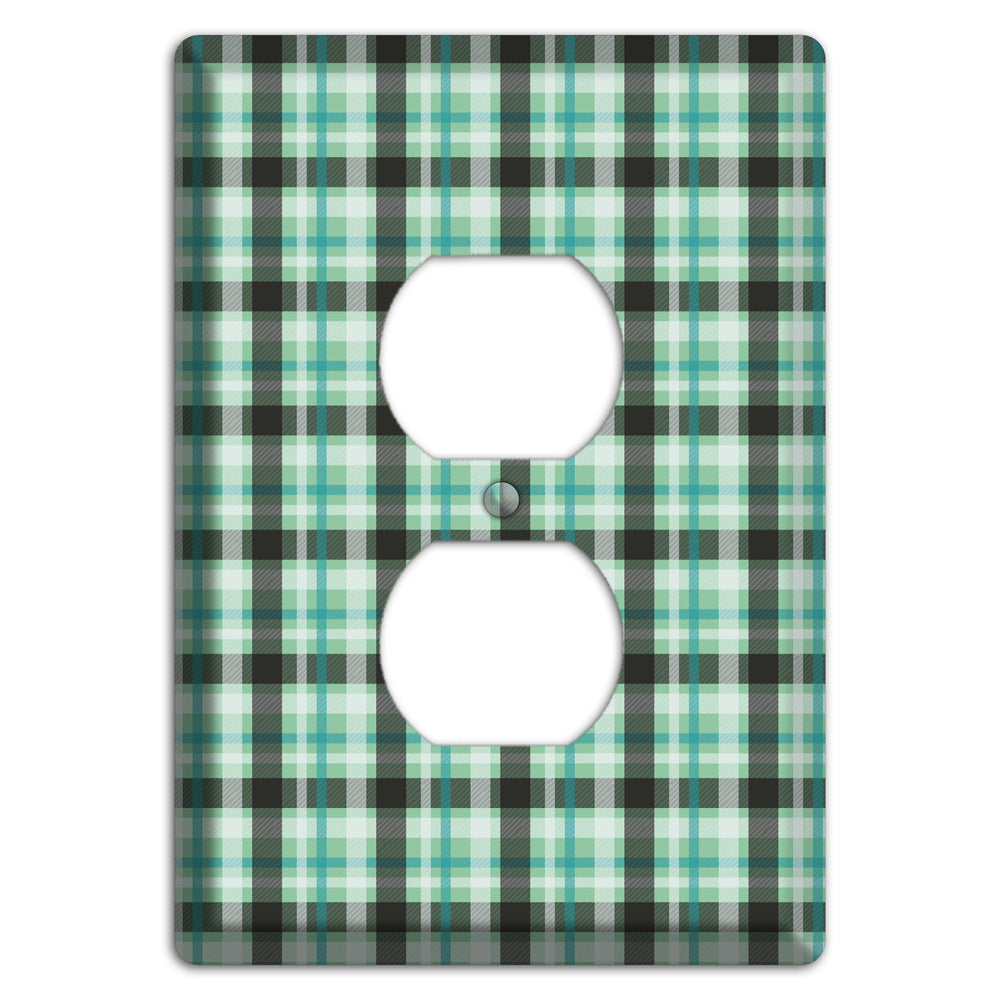 Multi Green Plaid Duplex Outlet Wallplate