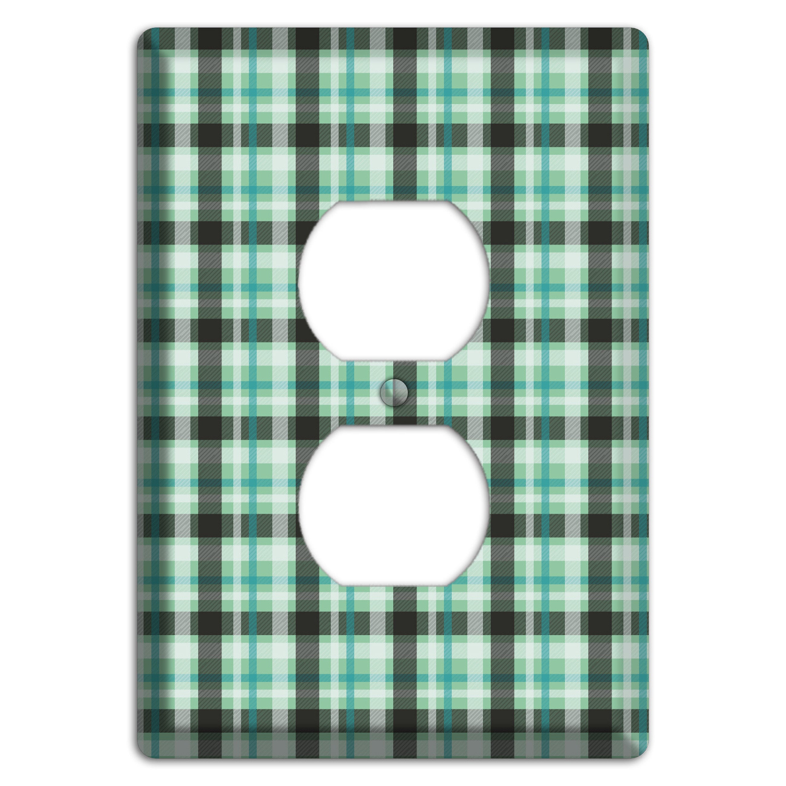 Multi Green Plaid Duplex Outlet Wallplate