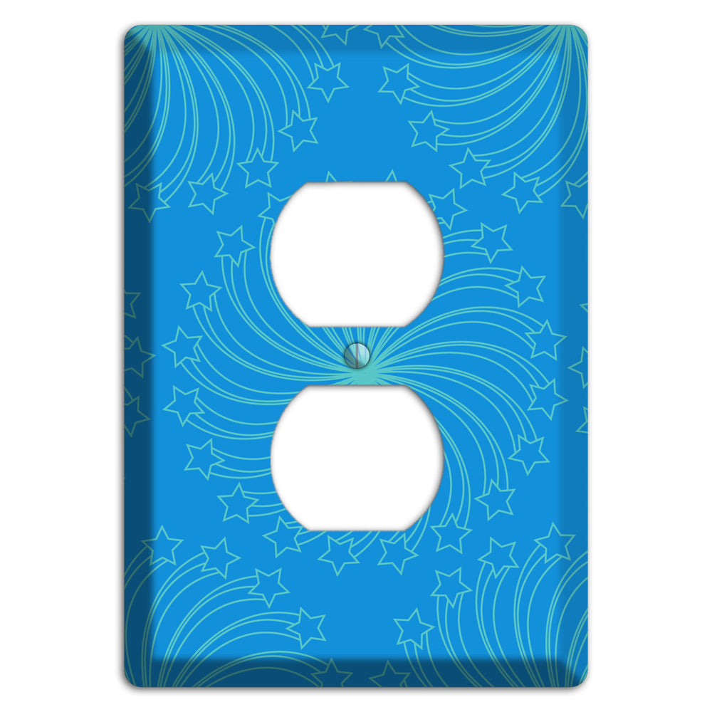 Multi Blue Star Swirl Duplex Outlet Wallplate
