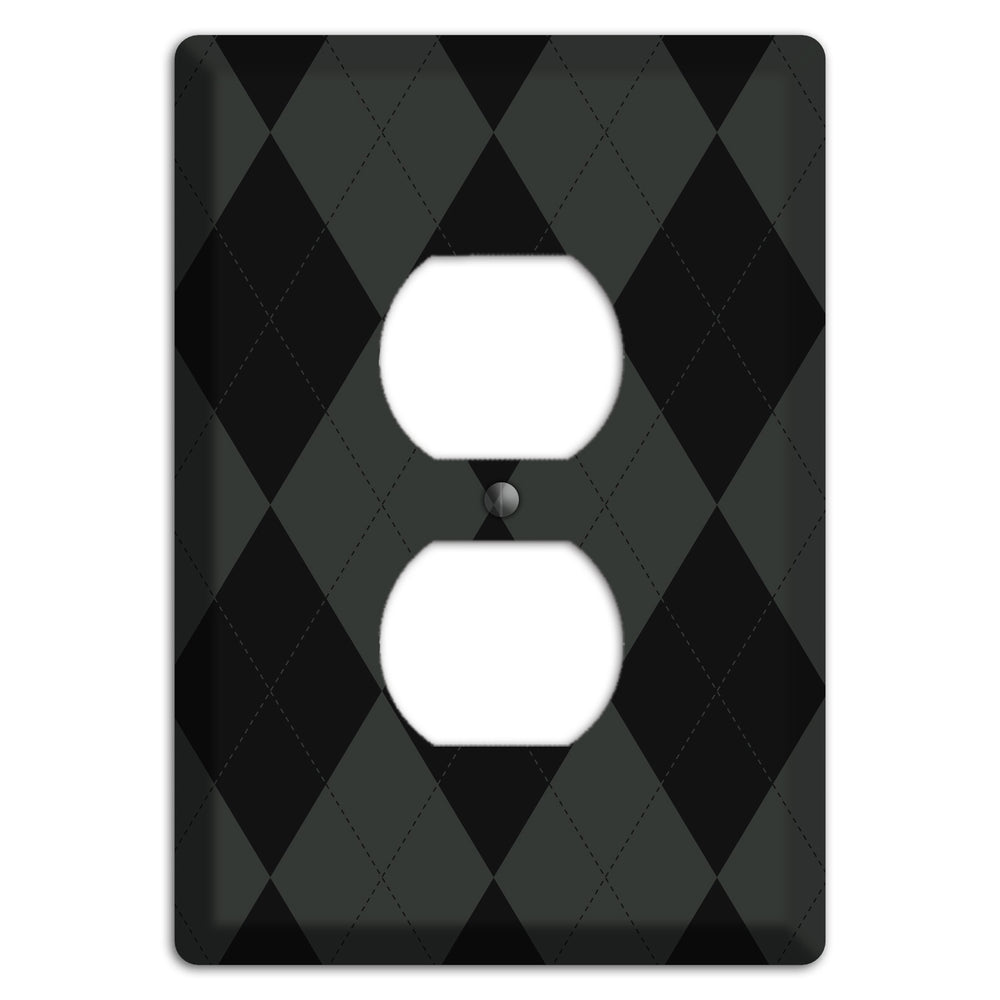 Gray and Black Argyle Duplex Outlet Wallplate