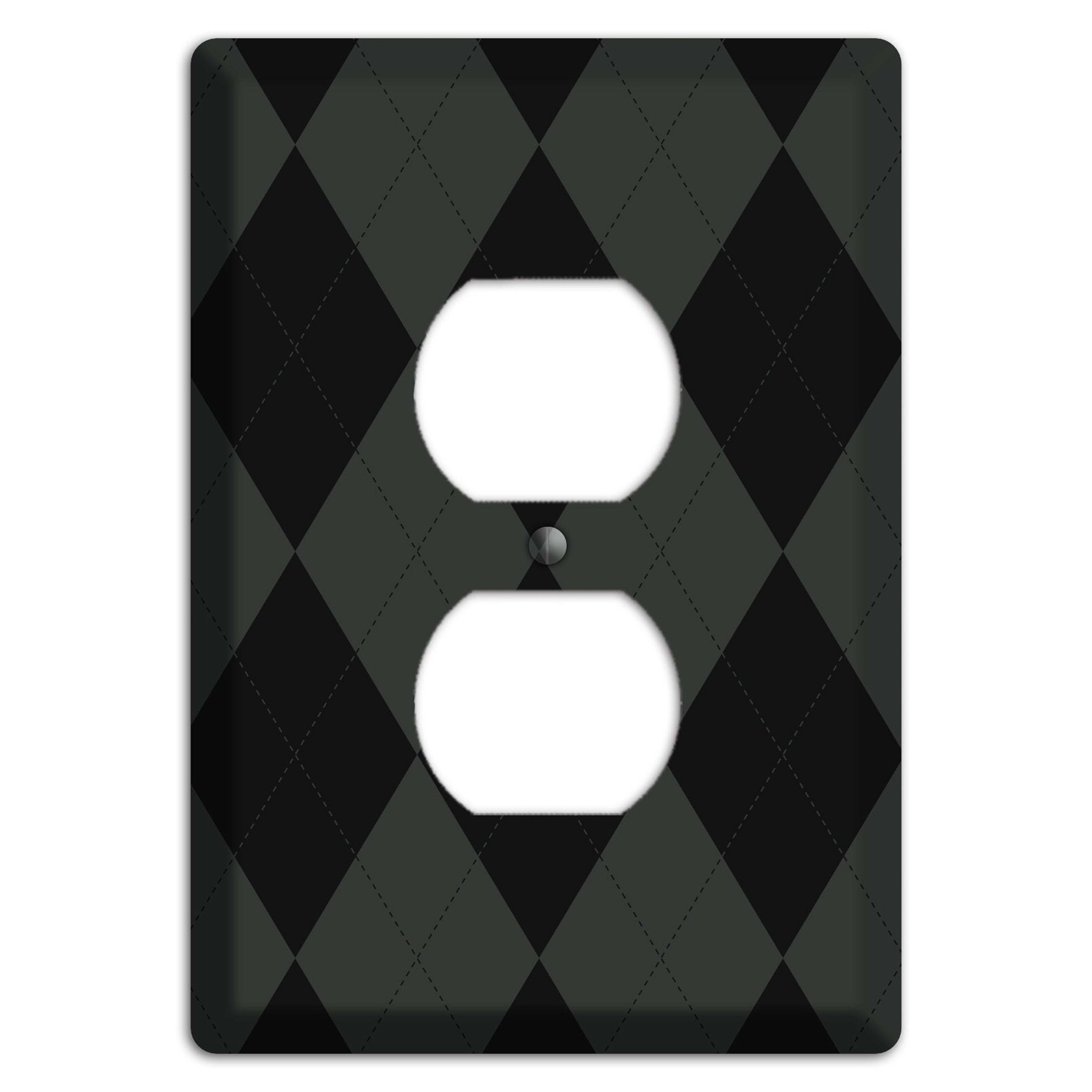 Gray and Black Argyle Duplex Outlet Wallplate