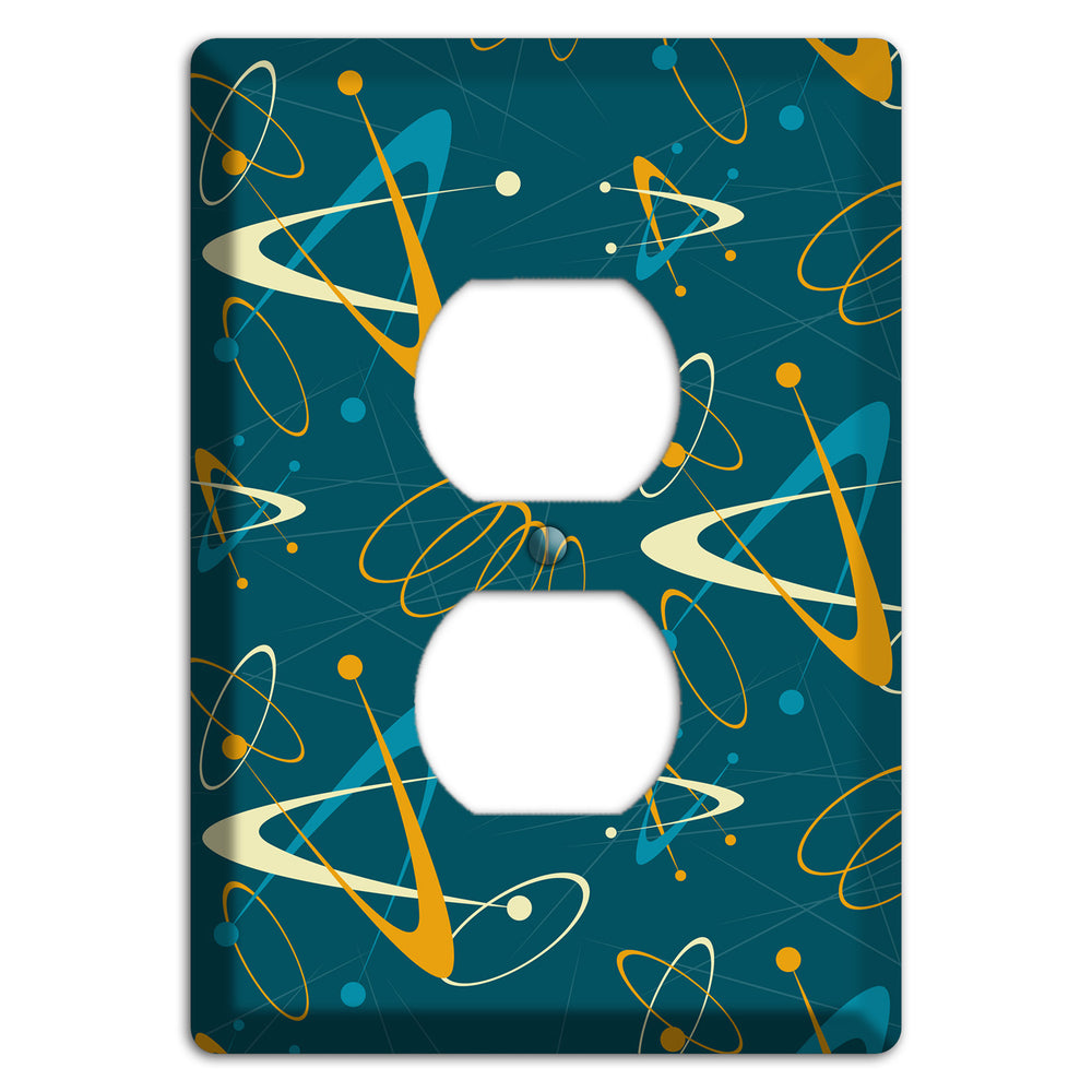 Mustard and Blue Atomic Duplex Outlet Wallplate