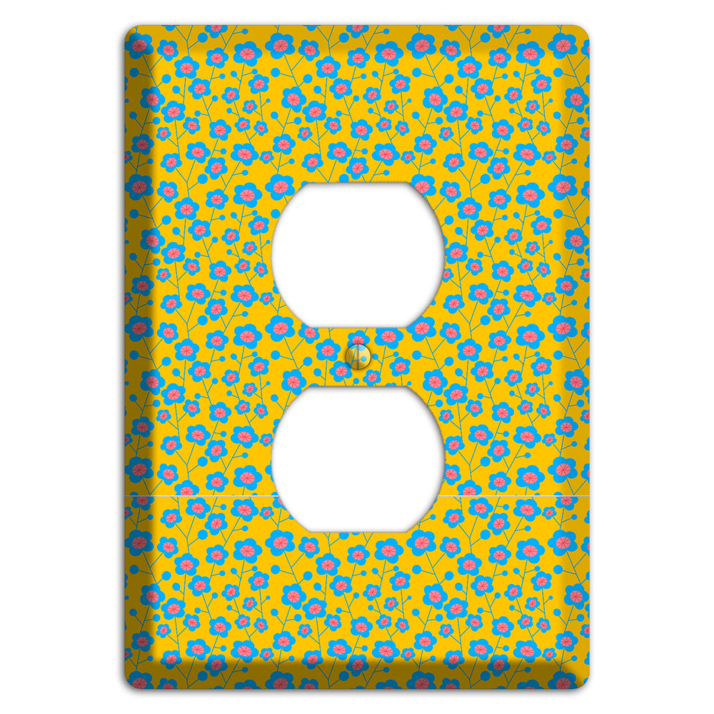 Yellow Blue Pink Calico Duplex Outlet Wallplate