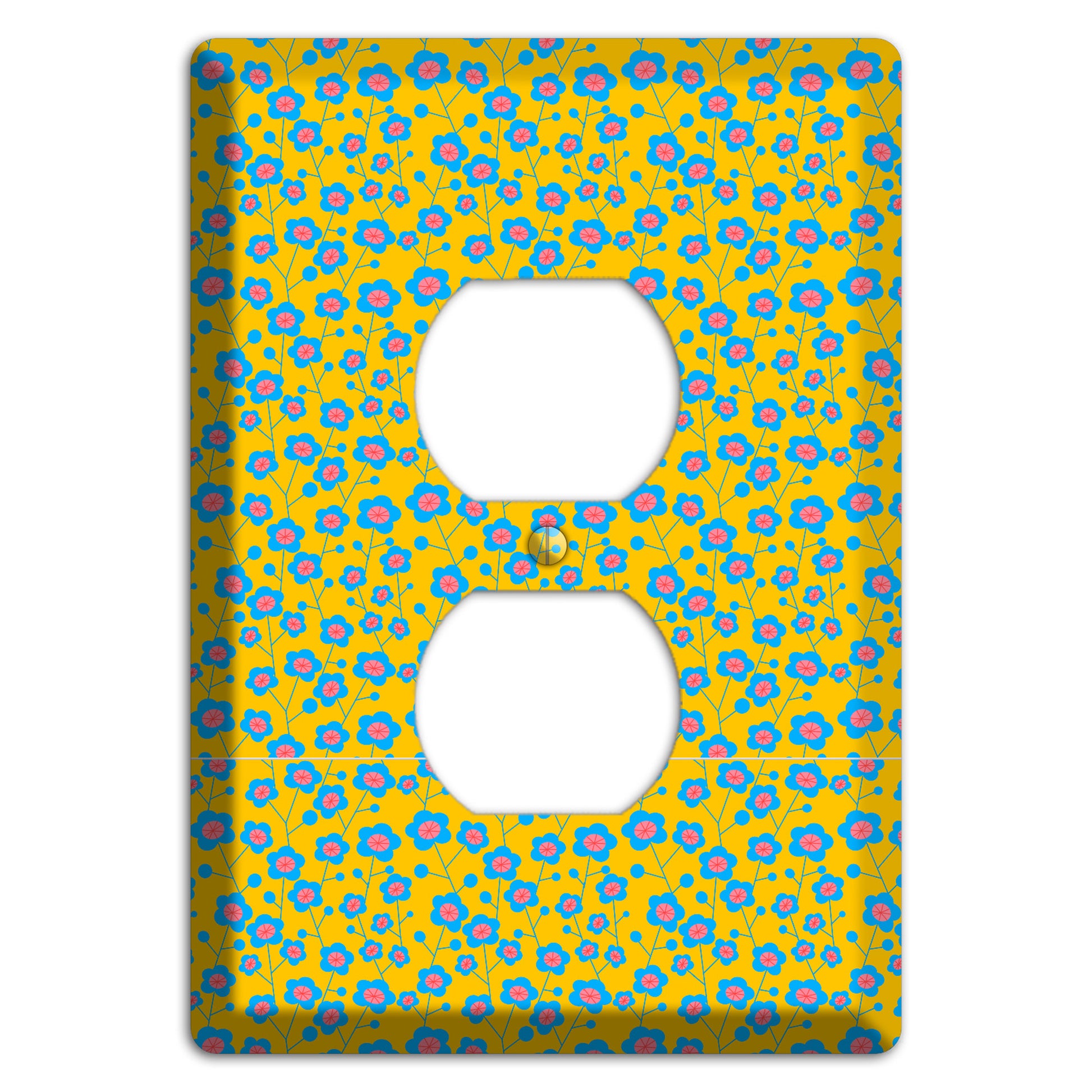 Yellow Blue Pink Calico Duplex Outlet Wallplate