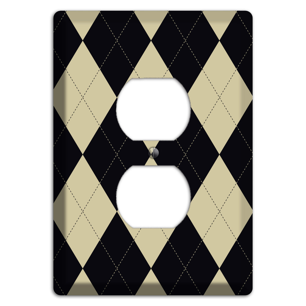 Tan and Black Argyle Duplex Outlet Wallplate