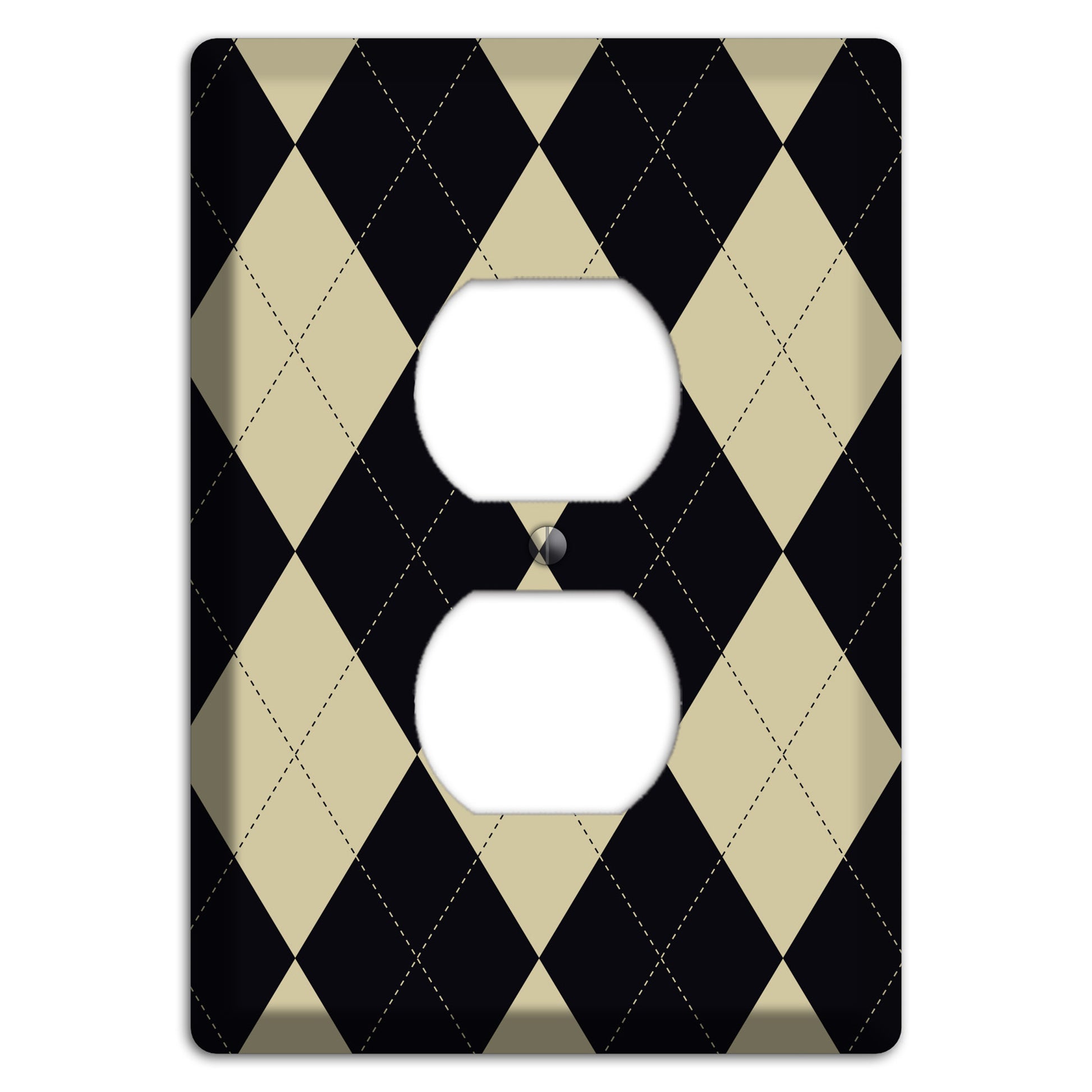 Tan and Black Argyle Duplex Outlet Wallplate