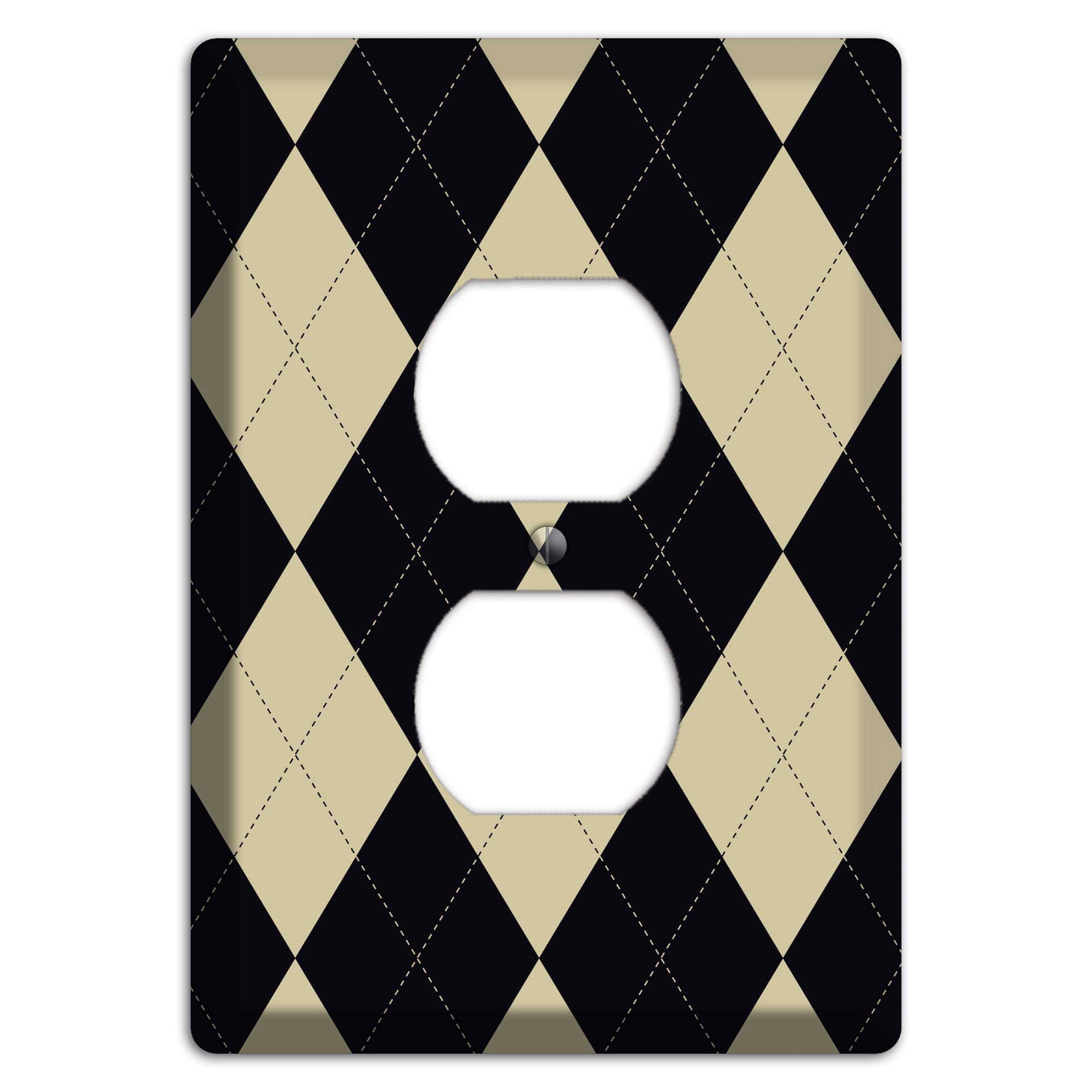 Tan and Black Argyle Duplex Outlet Wallplate