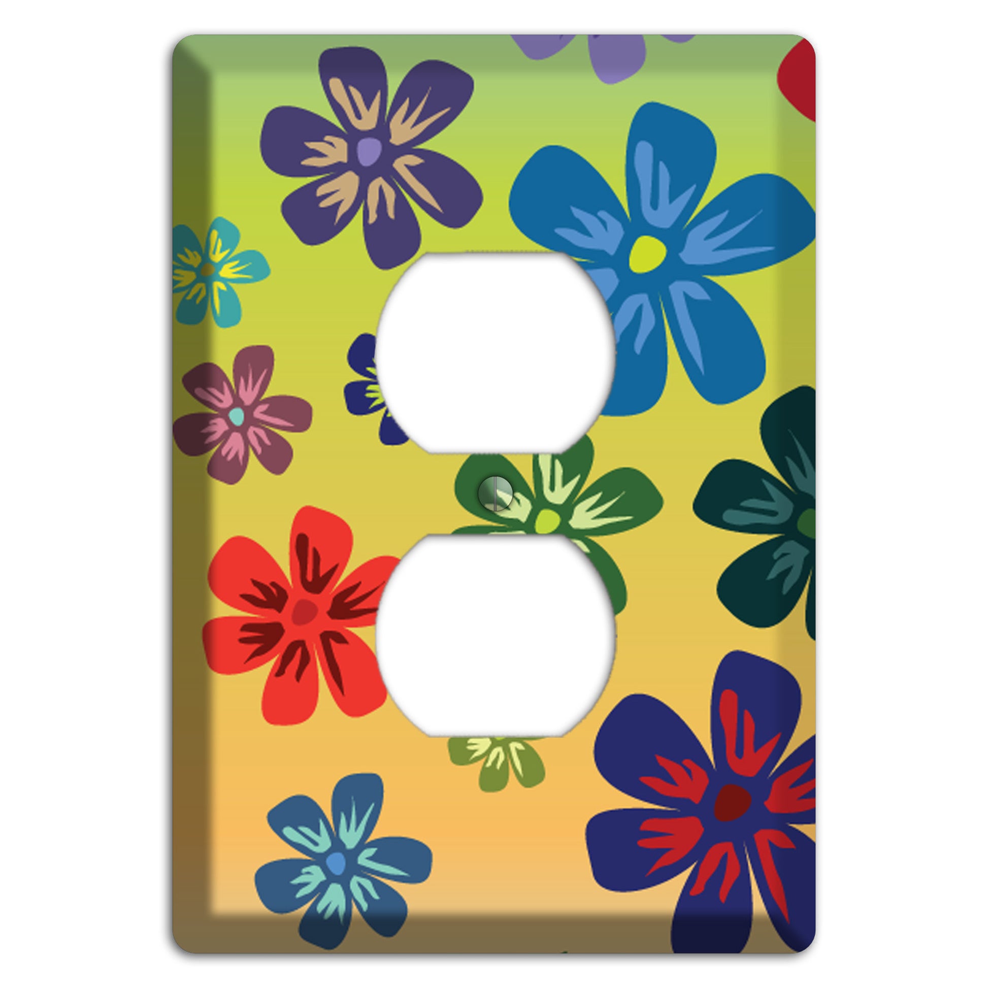 Black Flowers Duplex Outlet Wallplate