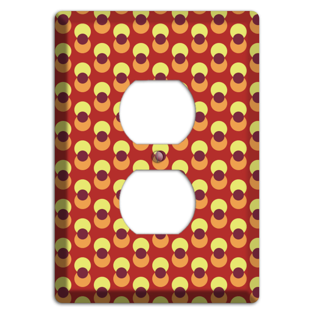 Red Yellow Coral Overlain Dots Duplex Outlet Wallplate