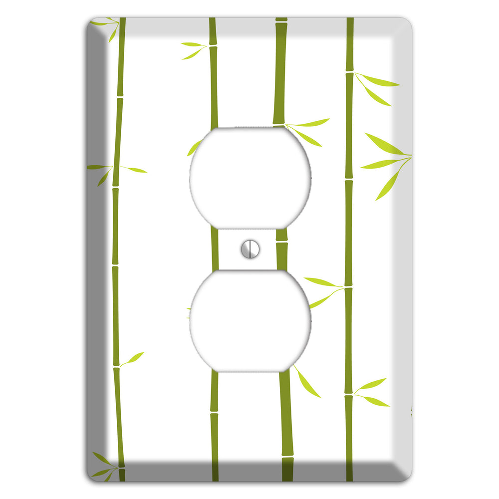 Green And White Bamboo Duplex Outlet Wallplate