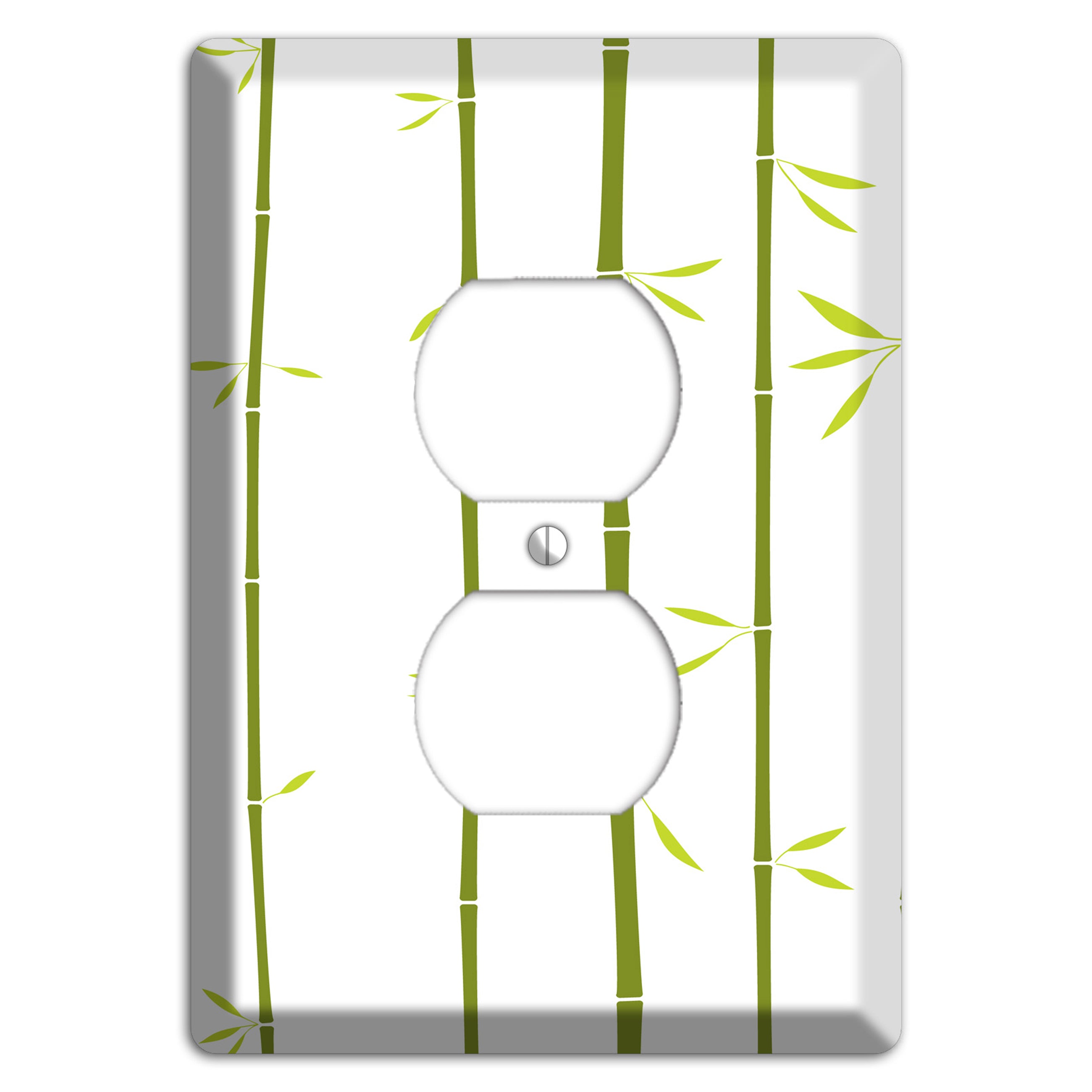 Green And White Bamboo Duplex Outlet Wallplate