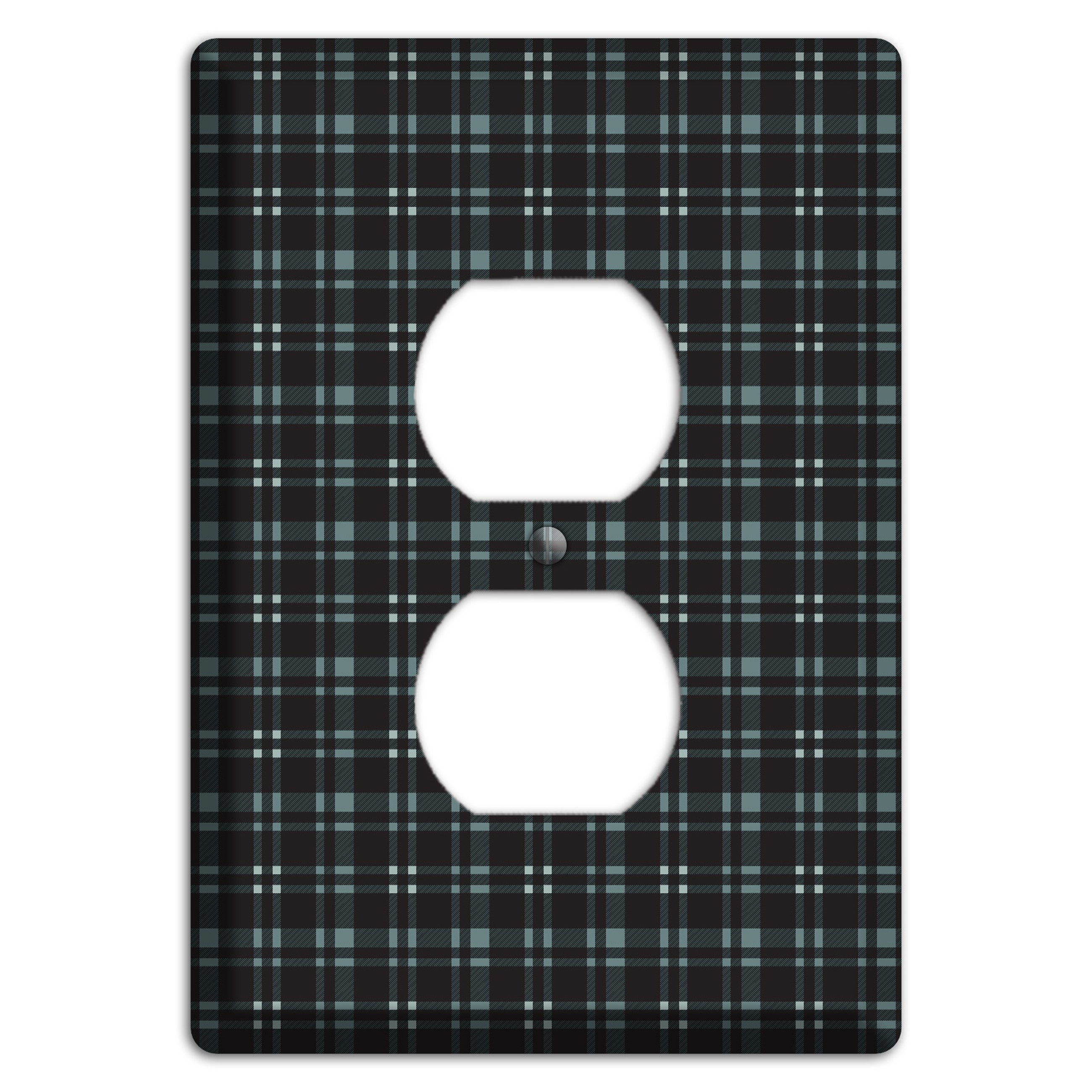 Black Plaid Duplex Outlet Wallplate