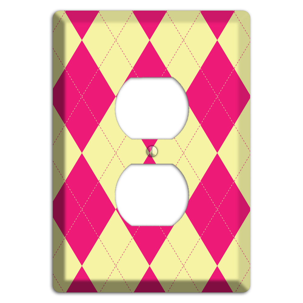 Pink and Yellow Argyle Duplex Outlet Wallplate