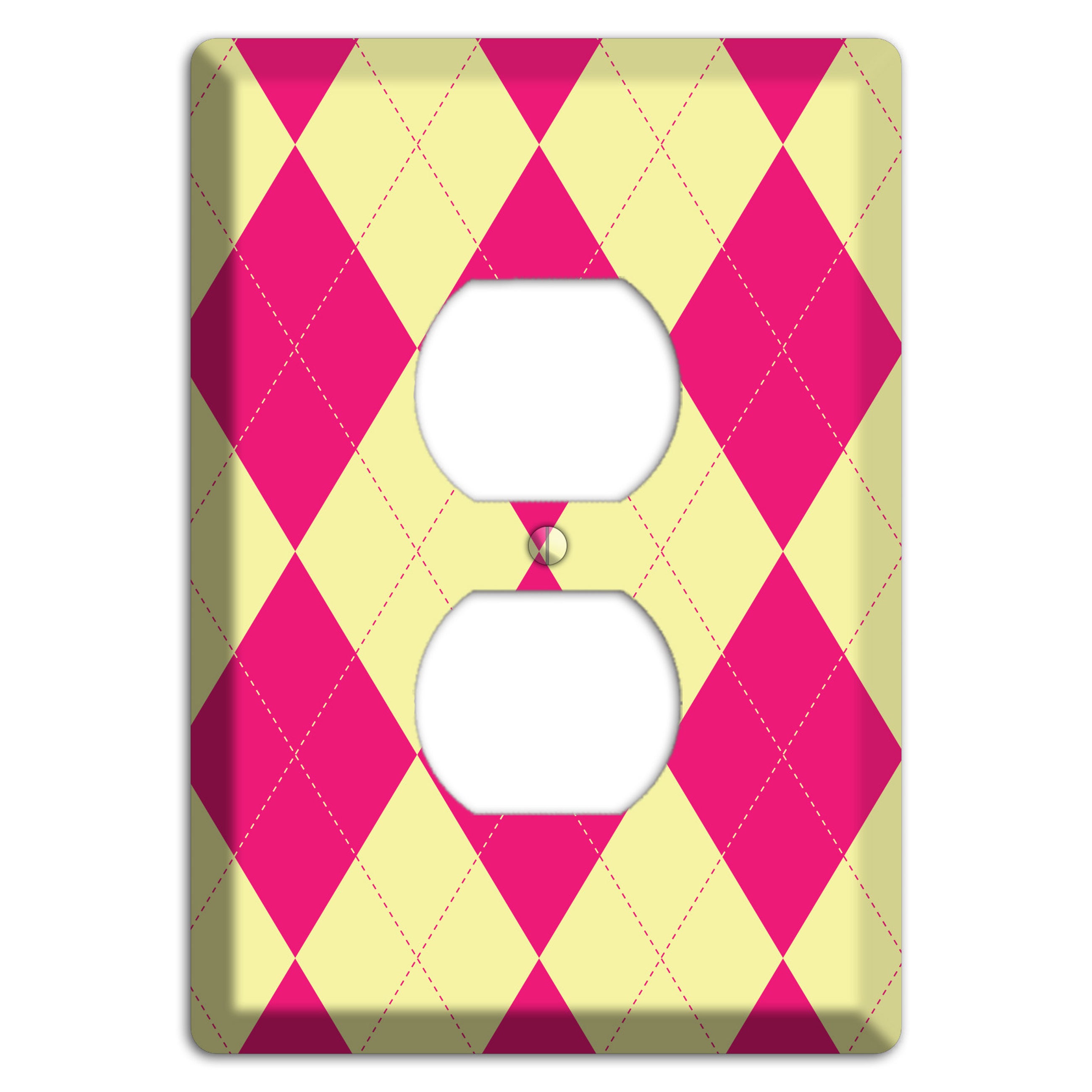 Pink and Yellow Argyle Duplex Outlet Wallplate
