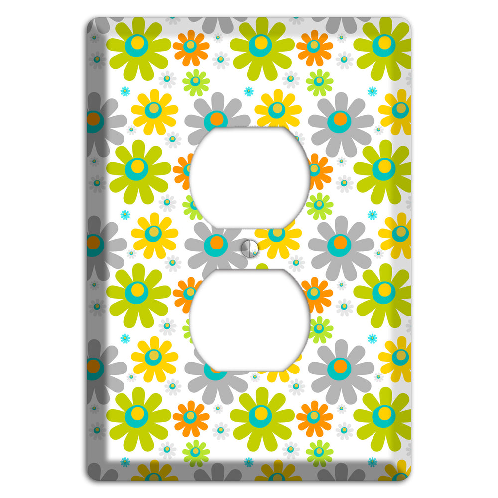 White and Yellow Flower Power Duplex Outlet Wallplate