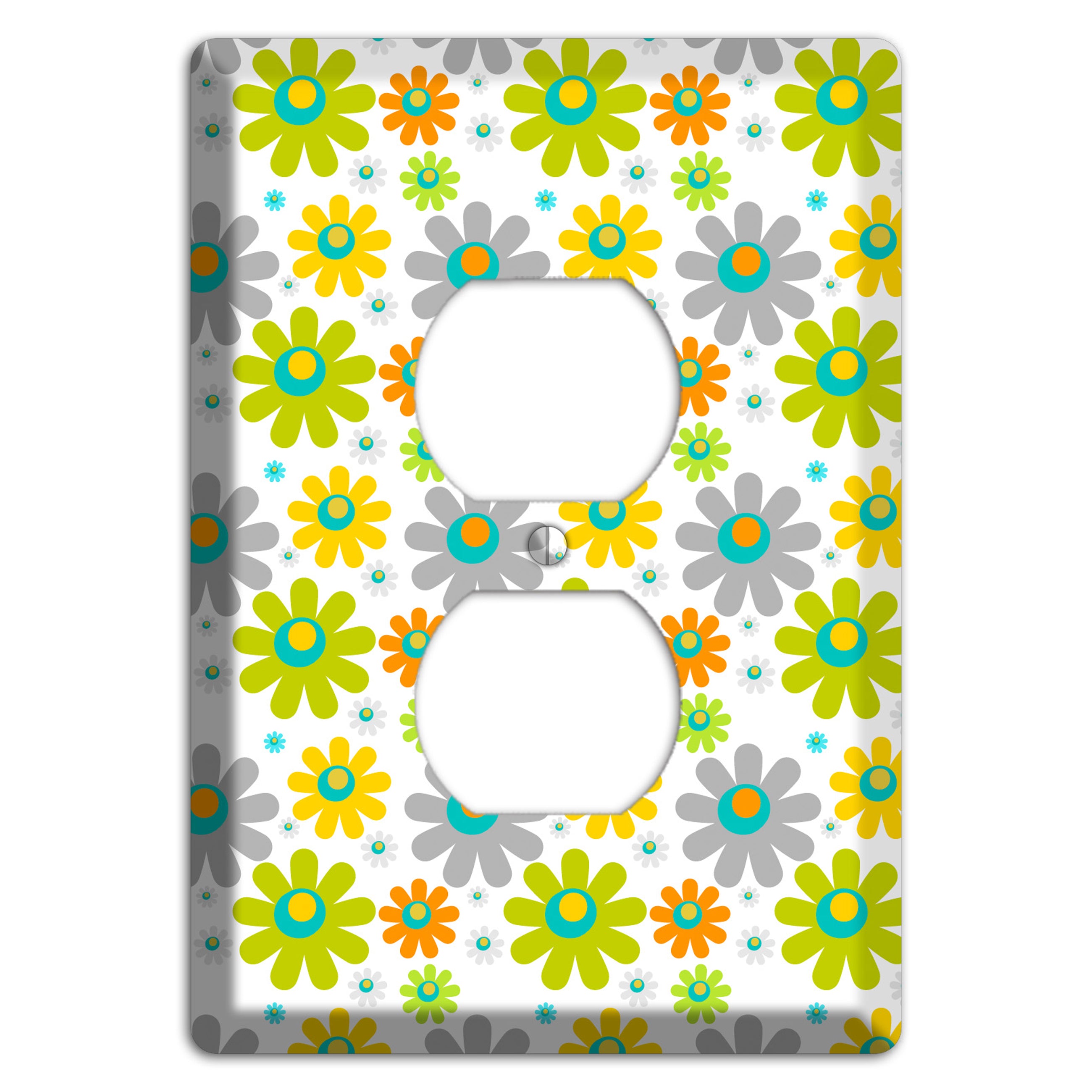 White and Yellow Flower Power Duplex Outlet Wallplate