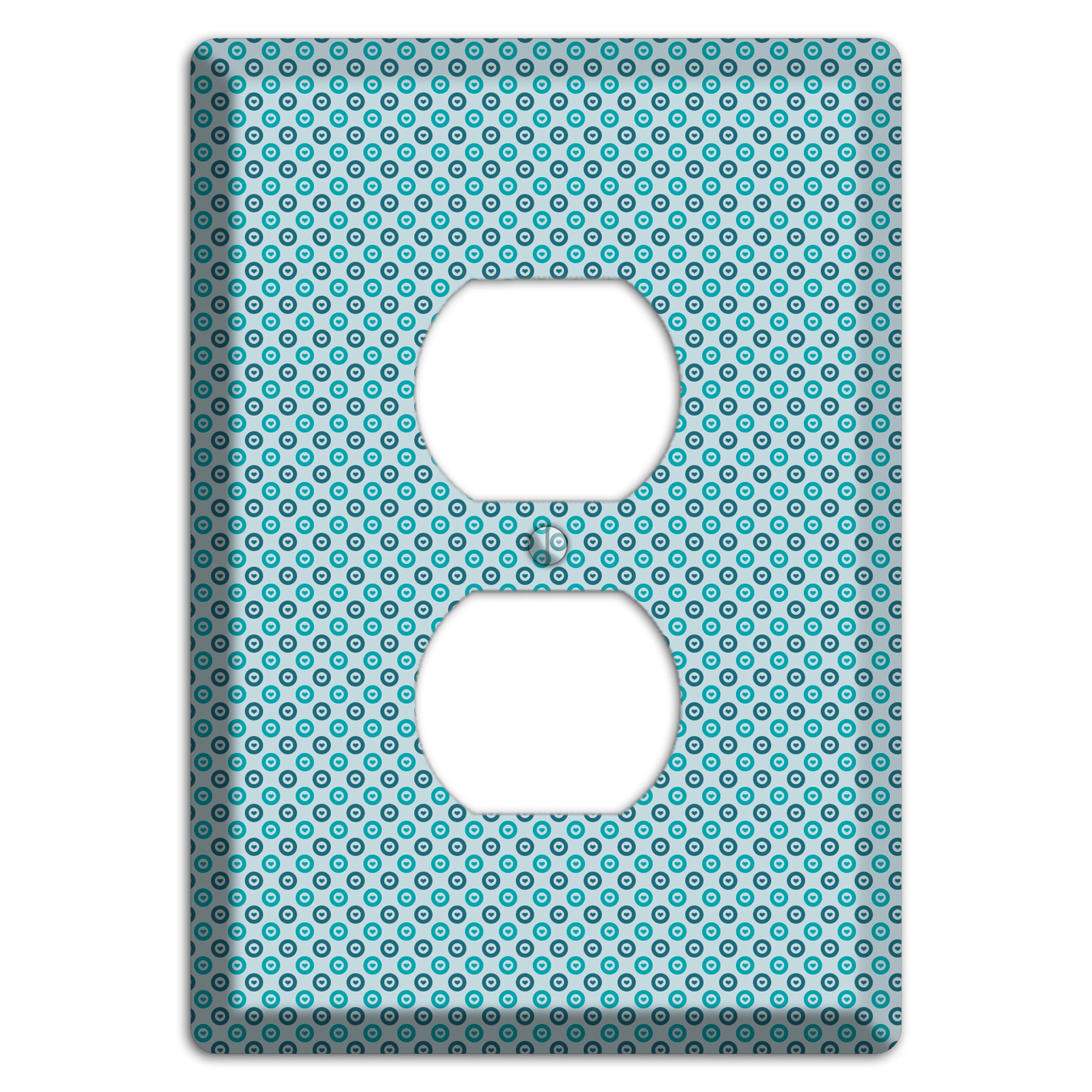 Turquoise and Blue Concentric Dots Duplex Outlet Wallplate