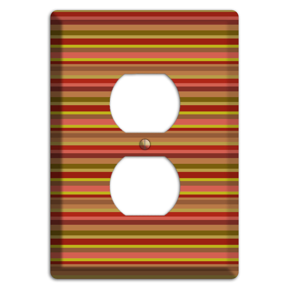 Multi Red Horizontal Stripes Duplex Outlet Wallplate