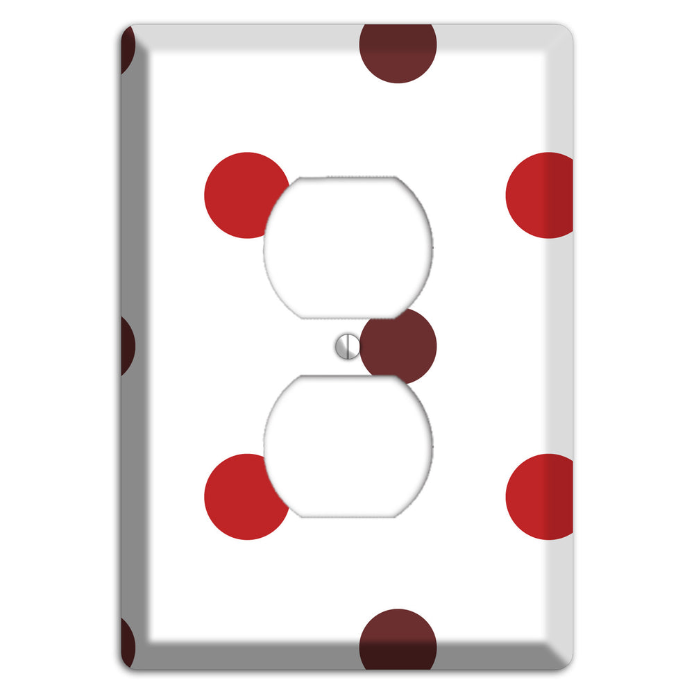 Red and Brown Medium Polka Dots Duplex Outlet Wallplate