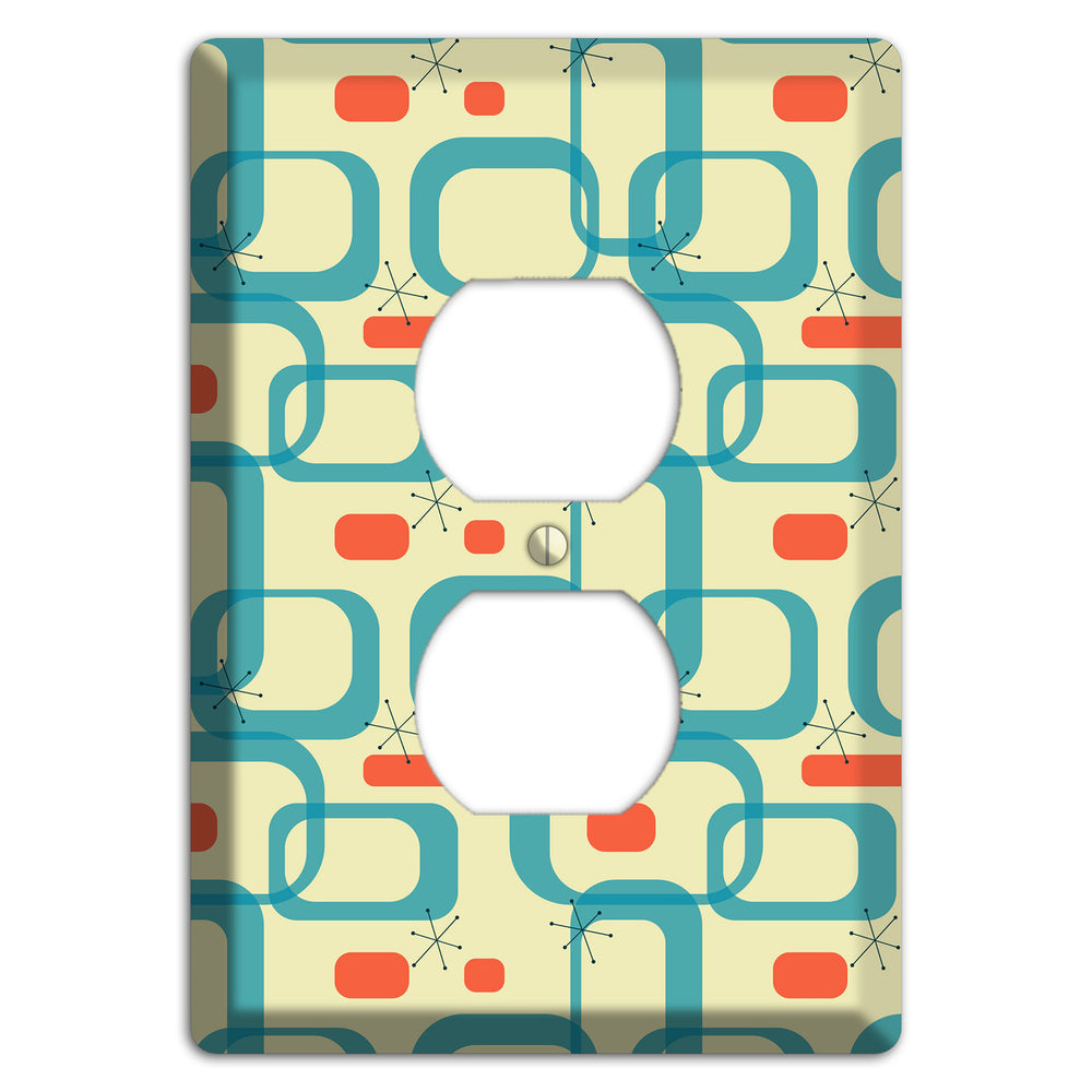 Blue and Yellow Oval Duplex Outlet Wallplate
