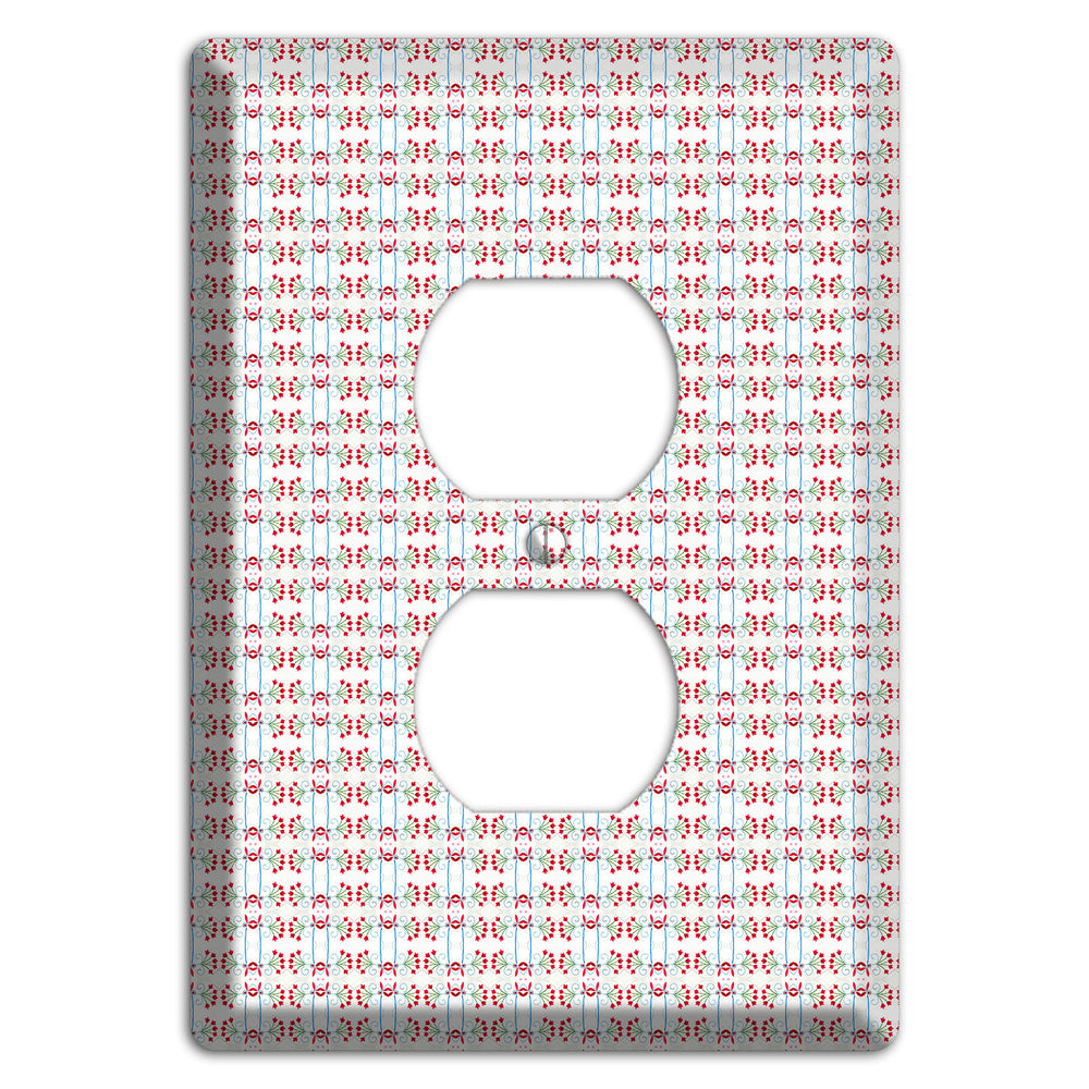 White with Red Blue Tapestry Duplex Outlet Wallplate