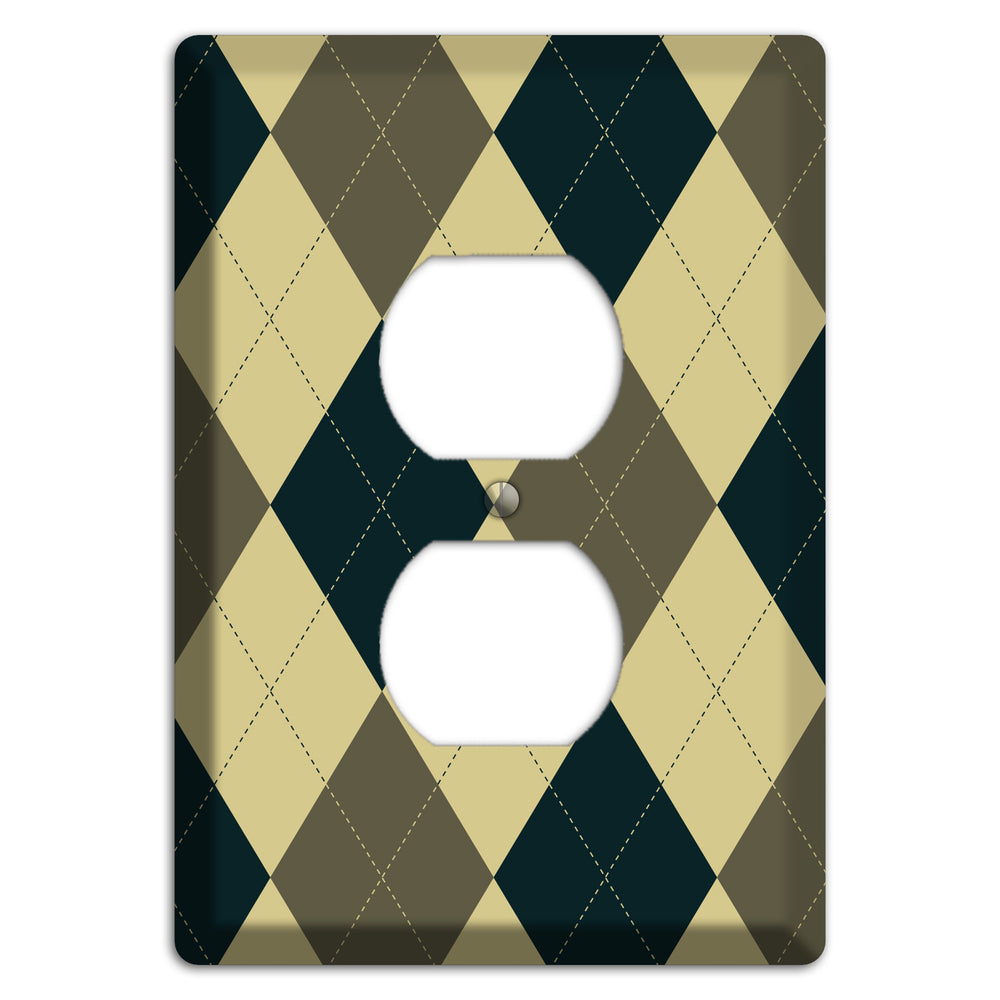 Multi Brown and Tan Argyle Duplex Outlet Wallplate