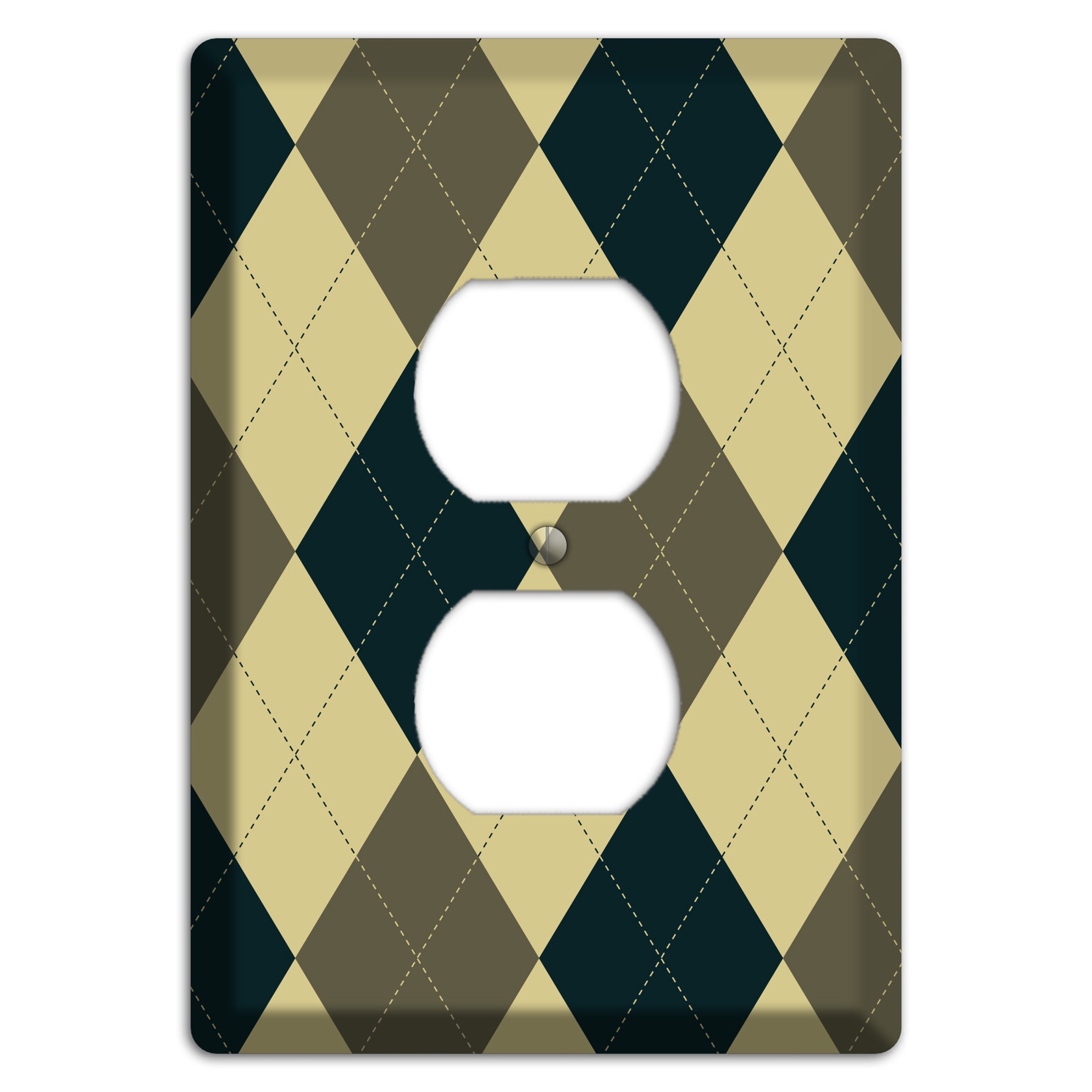 Multi Brown and Tan Argyle Duplex Outlet Wallplate