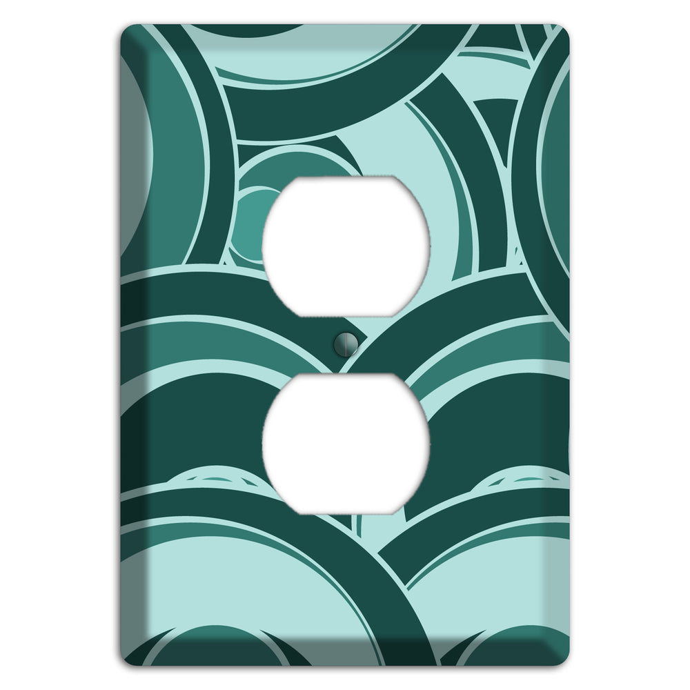 Blue-green Deco Circles Duplex Outlet Wallplate