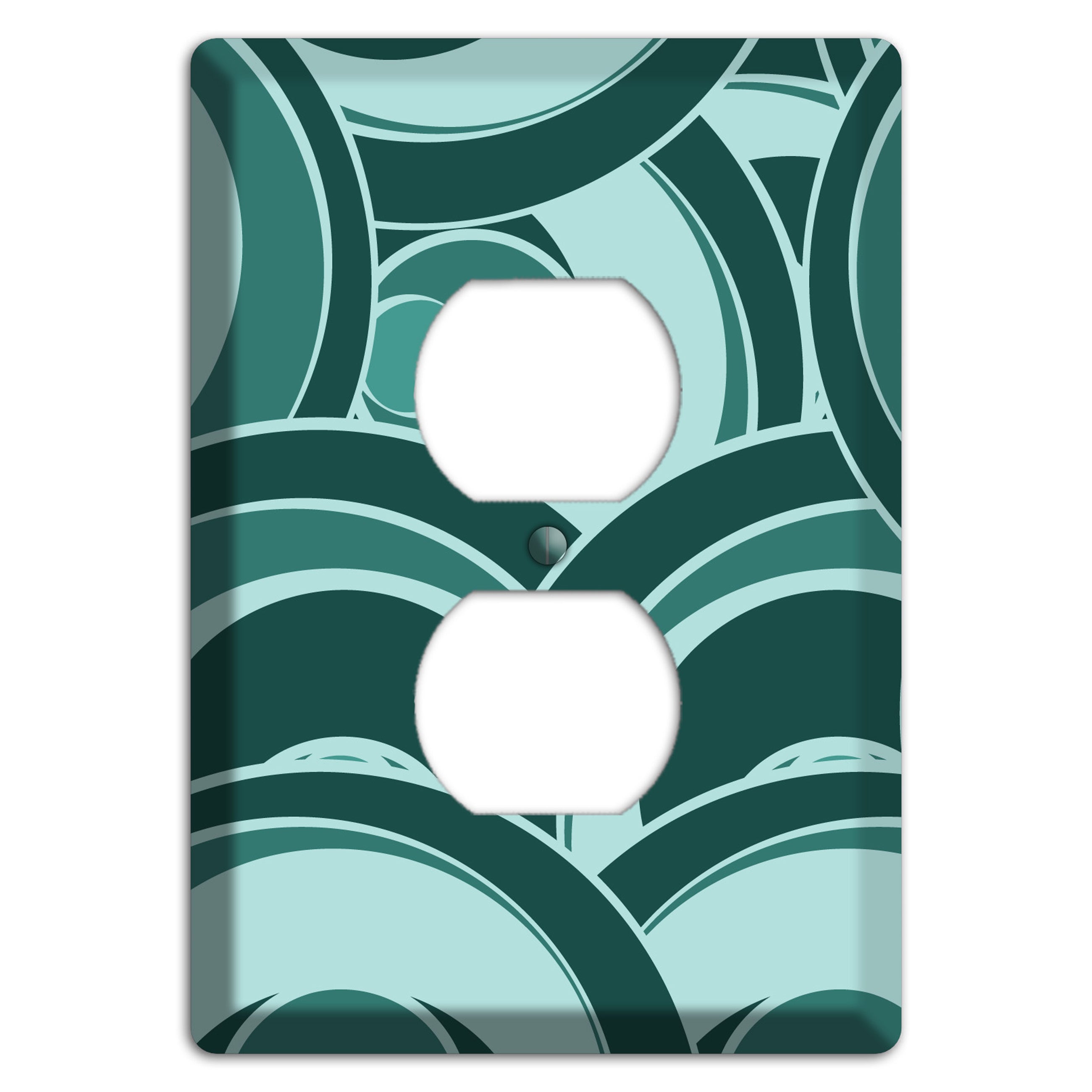 Blue-green Deco Circles Duplex Outlet Wallplate