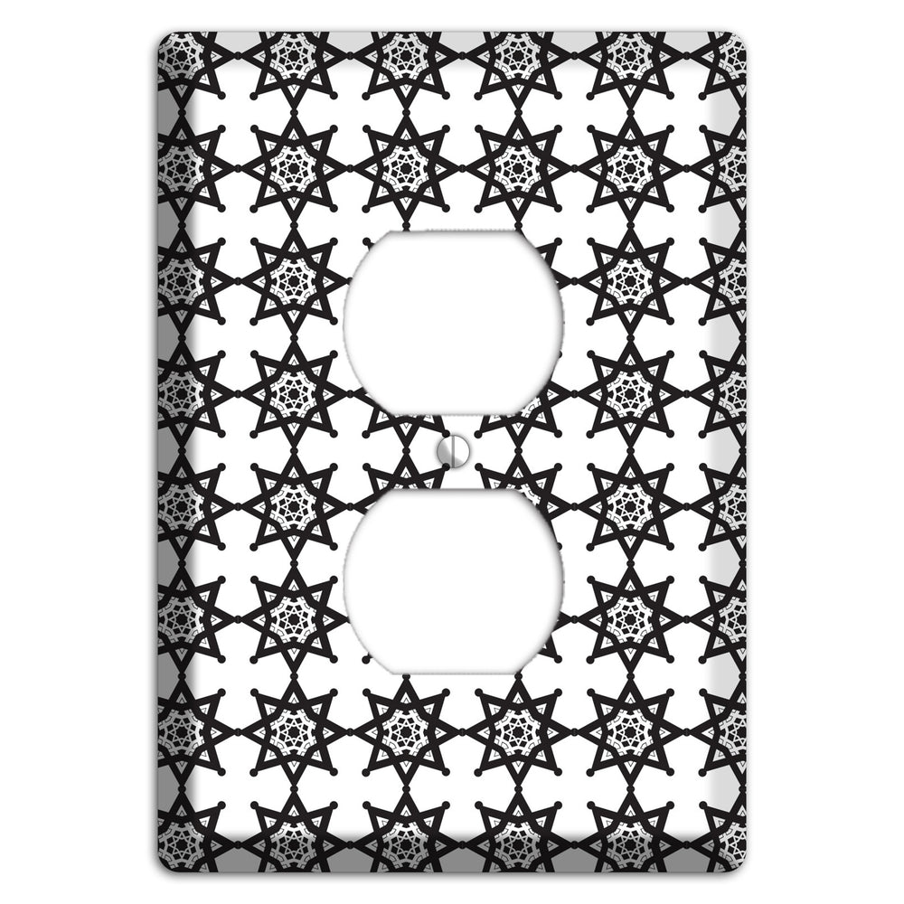 White with Black Arabesque Aster Duplex Outlet Wallplate